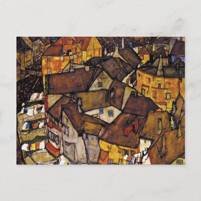 Postal La media luna de las casas de Egon Schiele Krumau (Anverso)