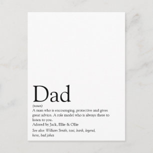 Postal La mejor definición de padre, papá y padre del mun
