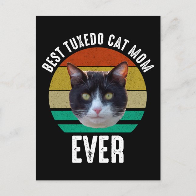 Postal La mejor mamá del gato de Tuxedo (Anverso)