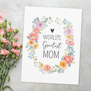 Postal La mejor mamá del mundo Día de la Madre floral col