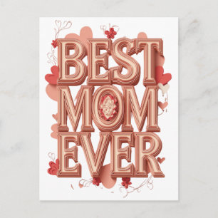Postal La Mejor Mamá del Mundo Diseño 3D en Oro Día de