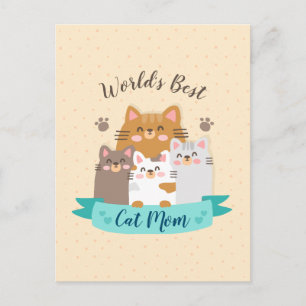 Postal La mejor mamá gata del mundo - gatitos curados