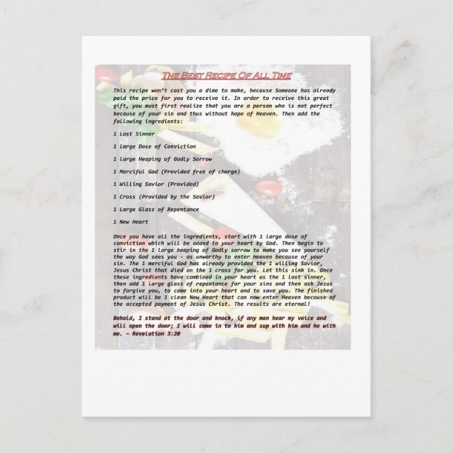 Postal La mejor receta de toda la hora - zona del (Anverso)