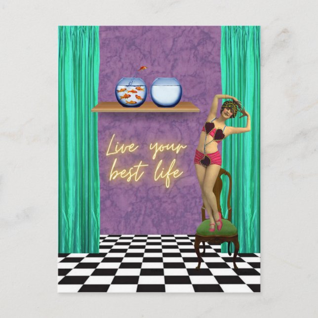 Postal La mejor vida Funky Vintage Kitsch (Anverso)