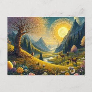 Postal La melodía de la primavera de bienvenida en el equ