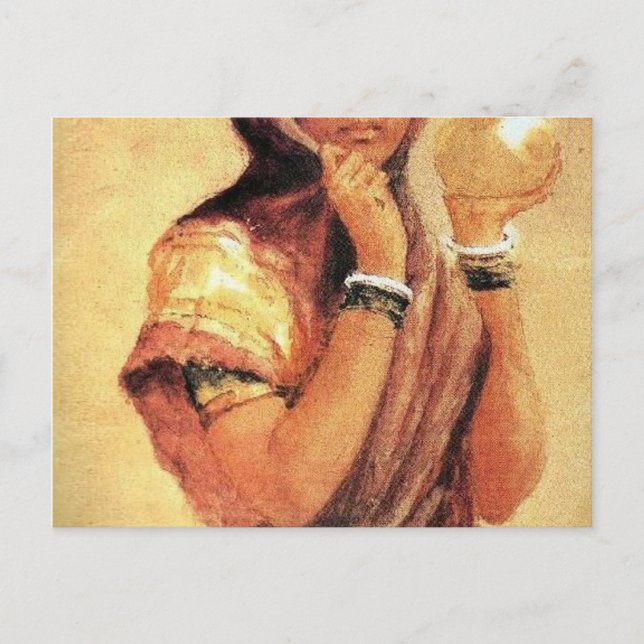Postal La Milkmaid 1904 De Raja Ravi Varma (Anverso)