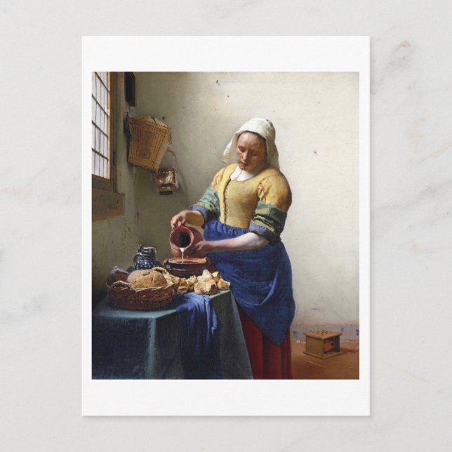 Postal La Milkmaid, c.1658-60 (aceite sobre lienzo) (Anverso)