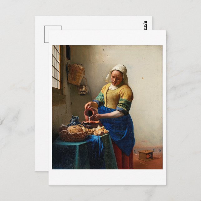 Postal La Milkmaid | Johannes Vermeer | (Anverso / Reverso)