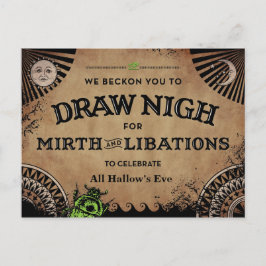 Postal La misteriosa Halloween egipcia con el Scarab Verd