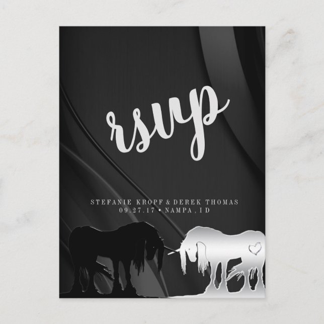 Postal La mística Unicorn RSVP (giro negro) (Anverso)