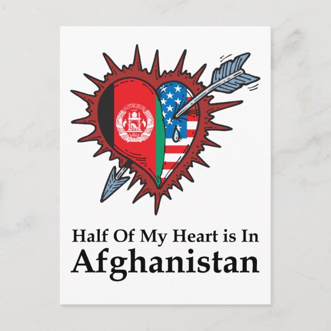 Postal La Mitad De Mi Corazón Está En Afganistán (Anverso)