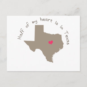 Postal La mitad de mi corazón está en Texas