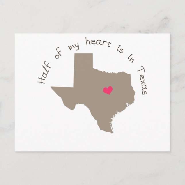 Postal La mitad de mi corazón está en Texas (Anverso)