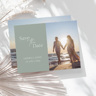 Postal La moderna boda de fotos verde sabia salva la fech