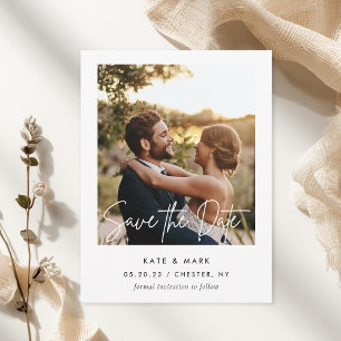 Postal La moderna boda fotográfica de marco blanco salva 