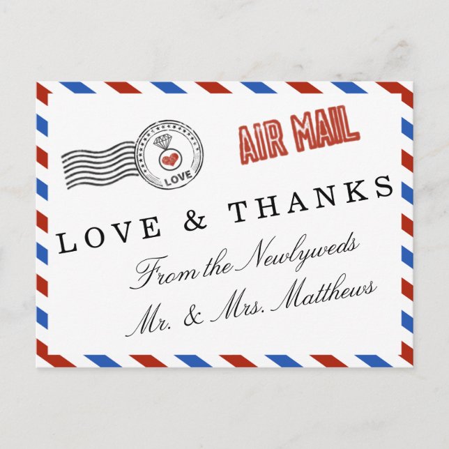 Postal La moderna colección de Bodas de Airmail (Anverso)