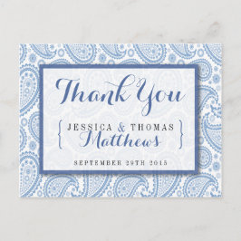 Postal La moderna colección de Bodas Paisley - Azul