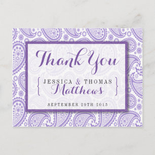 Postal La moderna colección de Bodas Paisley - Púrpura