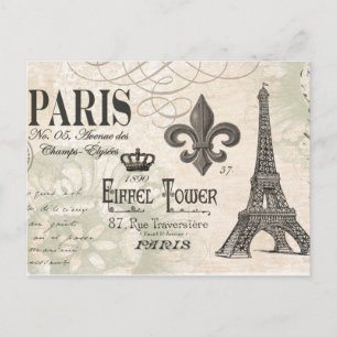 Postal la moderna torre Eiffel francesa vintage