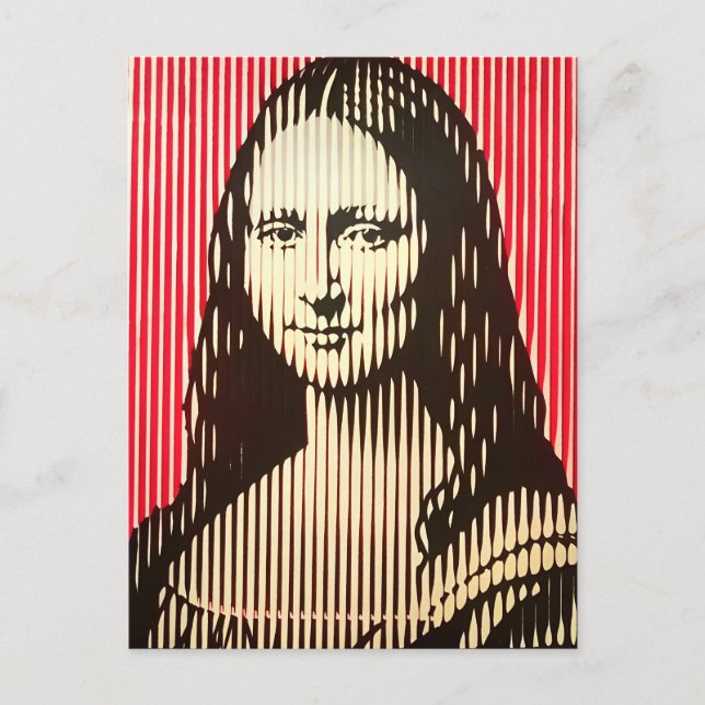 Postal La Mona Lisa en el estilo de ilusión óptica BAUHAU (Anverso)