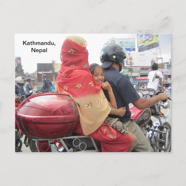 Postal La motocicleta familiar (Anverso)