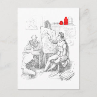 Postal La muerte del artista pinta