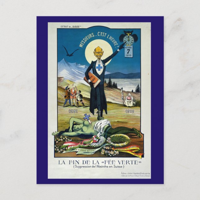 Postal La muerte del Hada Verde, Absinthe Postcard (Anverso)