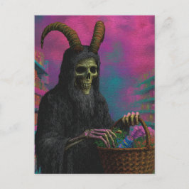 Postal La muerte haciendo sus compras de comestibles