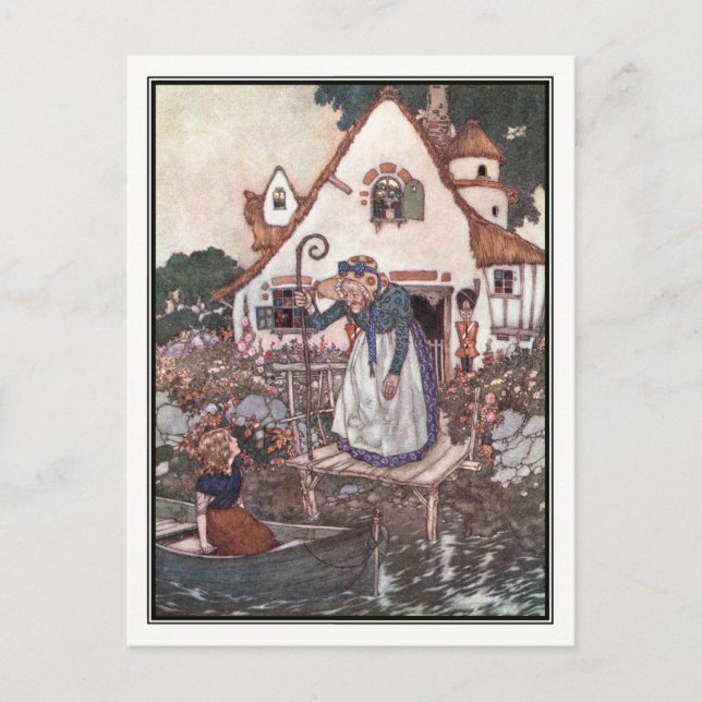Postal La mujer aprendida en magia por Edmund Dulac (Anverso)
