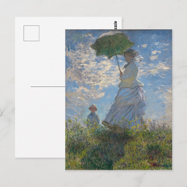 Postal La mujer de Monet con el paraíso impresionista (Anverso / Reverso)