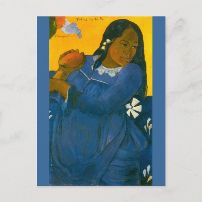 Postal La mujer de Paul Gauguin con un mango (1892) (Anverso)