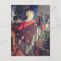 La mujer del comerciante con un espejo