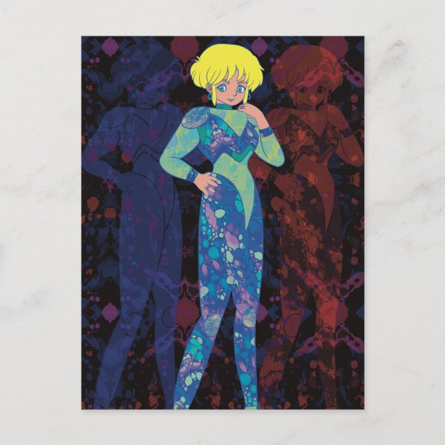 Postal La mujer del espacio (Anverso)