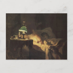 Postal La mujer enferma (por Vasily Polenov)