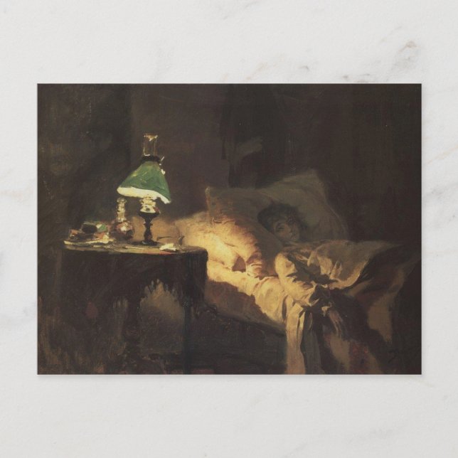 Postal La mujer enferma (por Vasily Polenov) (Anverso)