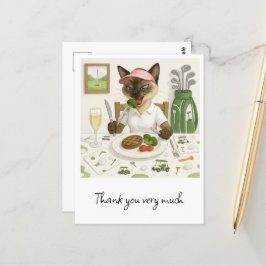 Postal La mujer golfista come comida en la casa del club