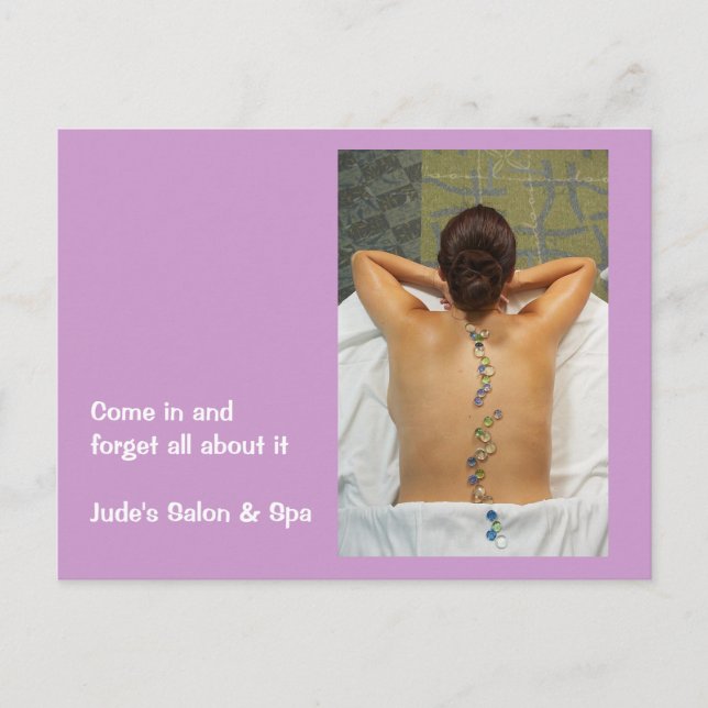 Postal La mujer que recibe masaje de piedra (Anverso)