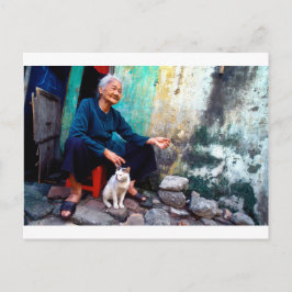 Postal La mujer y el gato