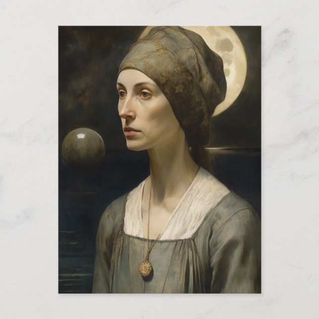 Postal La mujer y la luna (Anverso)