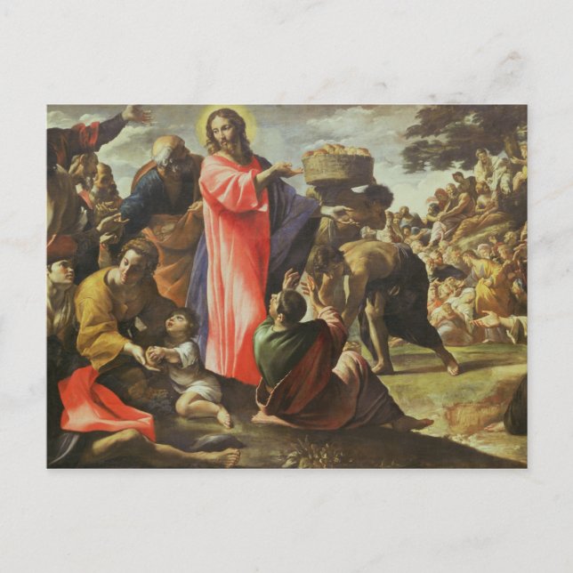 Postal La multiplicación de los palos y peces (Anverso)