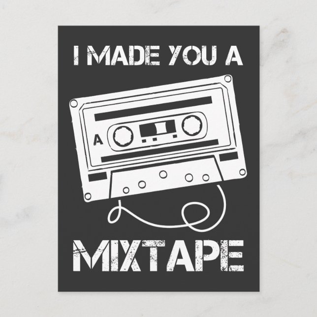 Postal La música Cassette Retro 80 te hice una mezcla de  (Anverso)