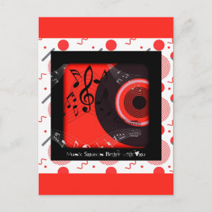Postal La música de discos de vinilo retro suena mejor co
