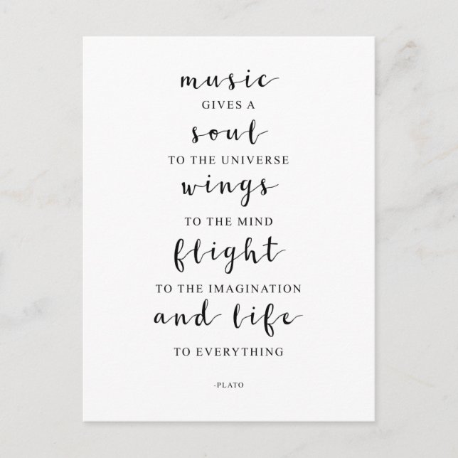 Postal La Música Le Da Alma Al Universo, Cita De Platón (Anverso)