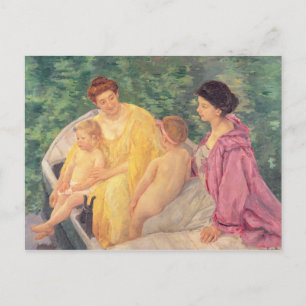 Postal La natación o dos madres y sus hijos en una