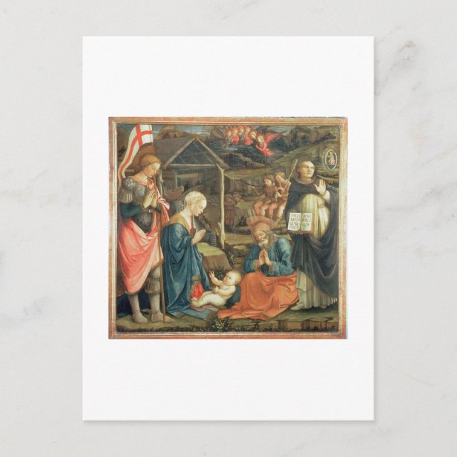 Postal La Natividad con SS. Michael y Dominic, 1470 (t (Anverso)