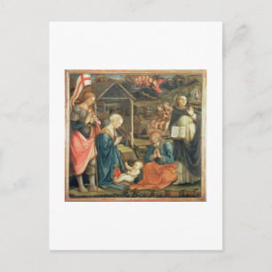 Postal La Natividad con SS. Michael y Dominic, 1470 (t