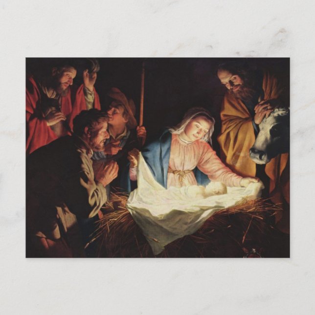 Postal La Natividad de Jesús - Gerard van Honthorst (Anverso)