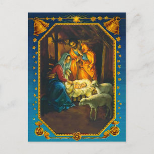 Postal La Natividad, María, José y el Niño Jesús