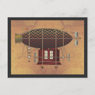 Postal La nave aérea Petite Rouge Steampunk Flying Machin