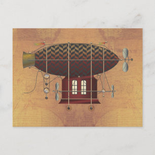 Postal La nave aérea Petite Rouge Steampunk Flying Machin